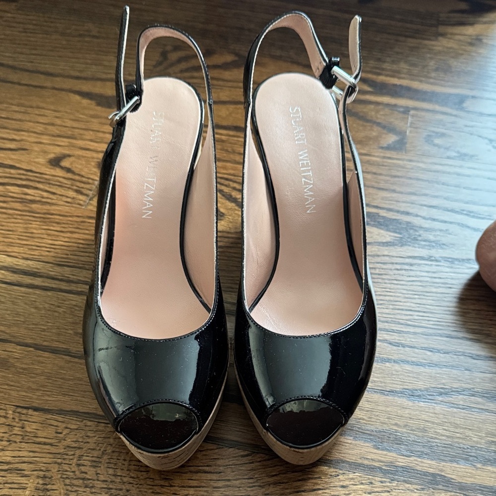 New without Tags Stuart Weitzman Black Patent Slingback Heels Size 9M